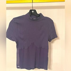 Top Shop navy and mesh top